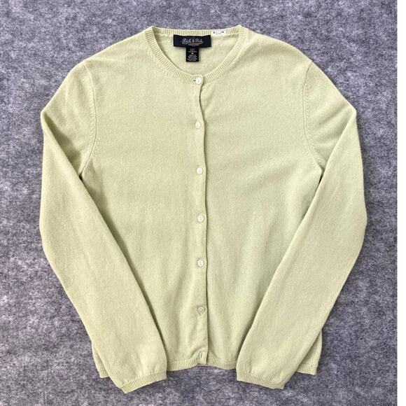 Peck & Peck cashmere cardigan button up womens light green sweater medium - Picture 1 of 9